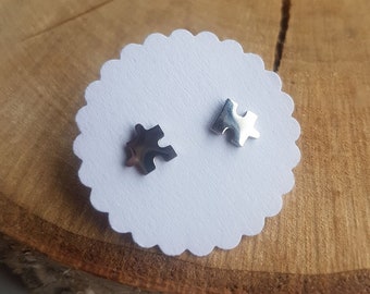 minimalist earrings earrings earring jewelry geometric puzzle game puzzle piece silver silver gift