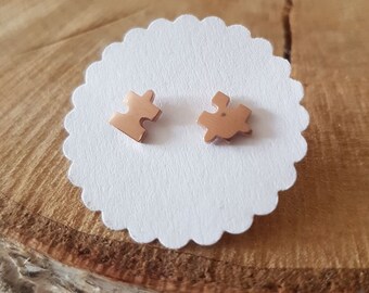 minimalistische Ohrstecker Ohrringe Earring Schmuck geometrisch Puzzle Game Puzzlestück rosegold rose Geschenk