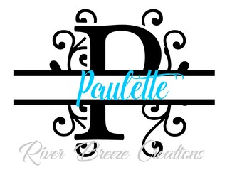 Split Monogram Letter P Svg, Fancy Swirl Font Svg, Cricut Svg designs, Svg cutting files, Svg file for Silhouette, Instant Download