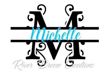 Split Monogram Letter M Svg, Fancy Swirl Font Svg, Cricut Svg designs, Svg cutting files, Svg file for Silhouette, Instant Download