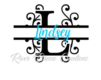 Split Monogram Letter L Svg, Fancy Swirl Font Svg, Cricut Svg designs, Svg cutting files, Svg file for Silhouette, Instant Download