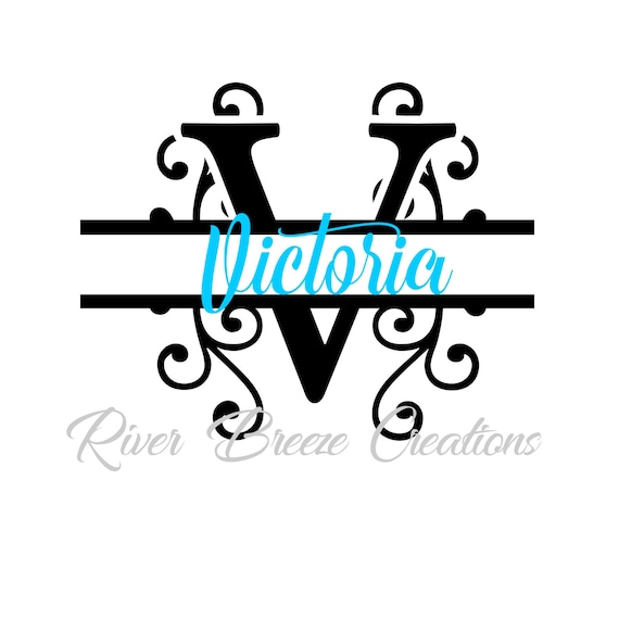 Download Split Monogram Letter V Svg Fancy Swirl Font Svg Cricut ...