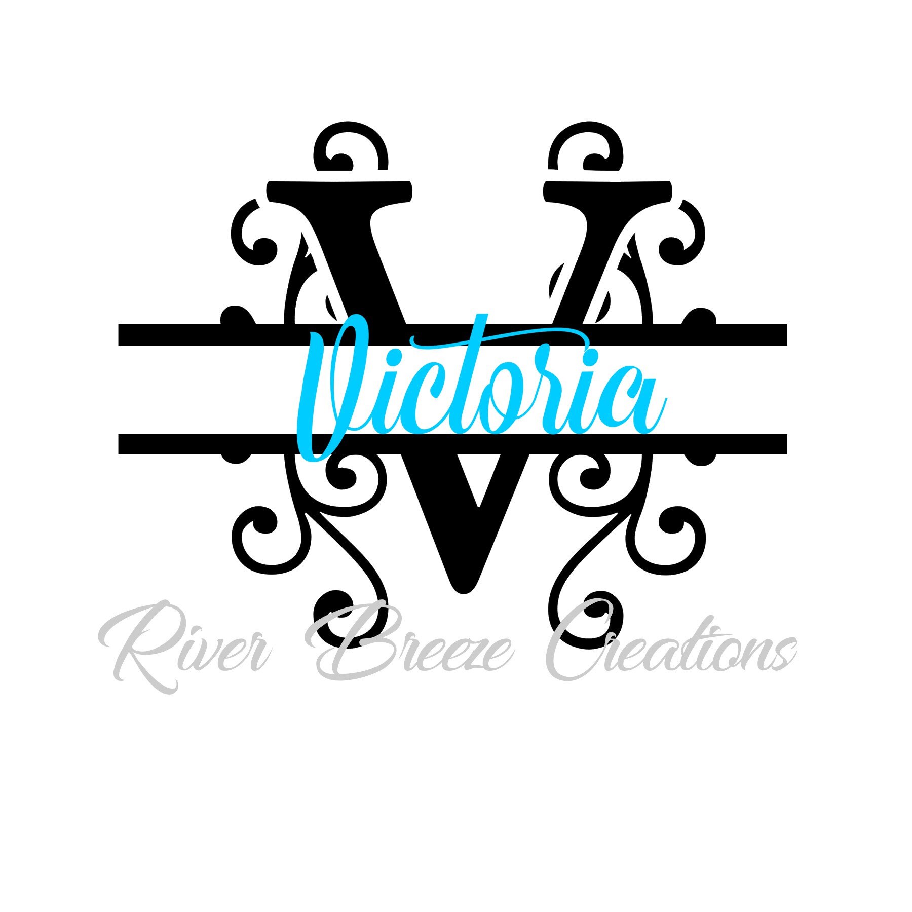 Download Split Monogram Letter V Svg Fancy Swirl Font Svg Cricut ...