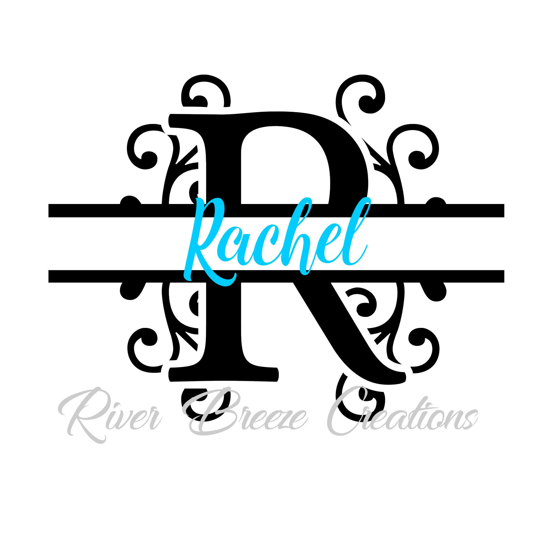 Download Split Monogram Letter R Svg Fancy Swirl Font Svg Cricut ...
