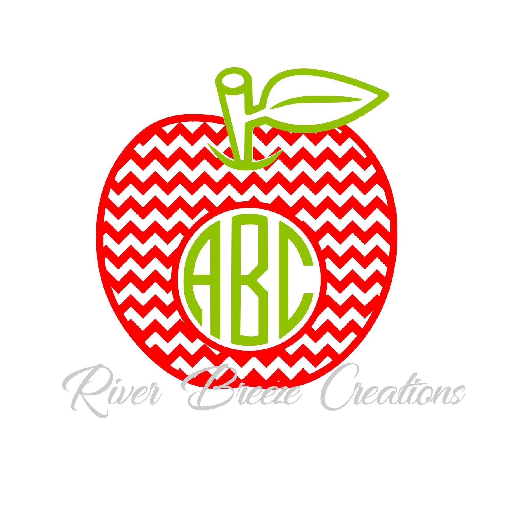 Red Chevron Monogram Apple Svg Fruit Silhouette Svg Etsy