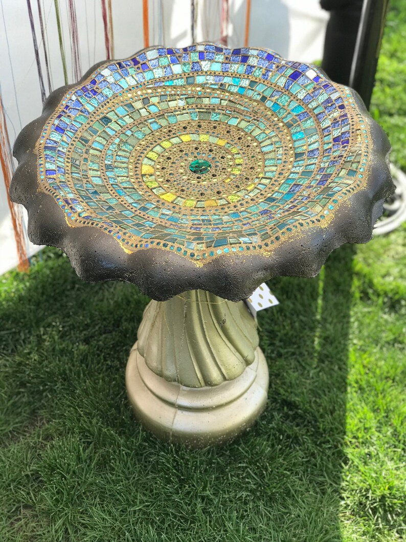 Mosaic Glass Bird Bath 4 Etsy