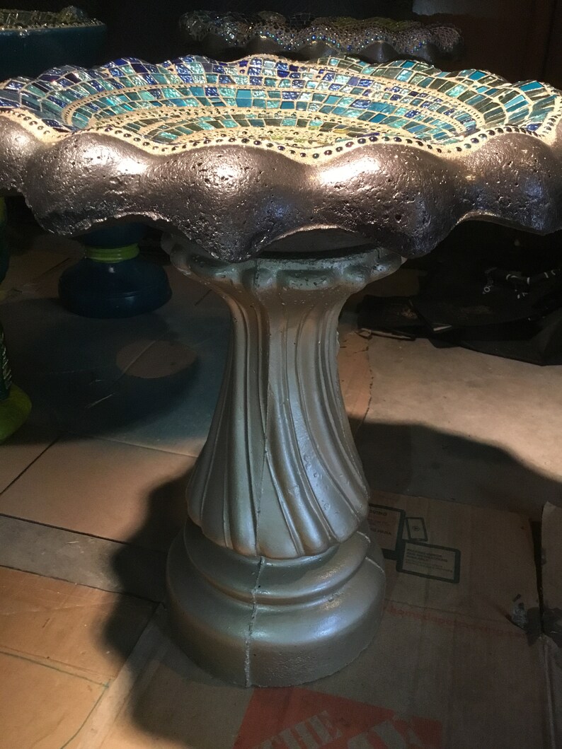 Mosaic Glass Bird Bath 4 Etsy