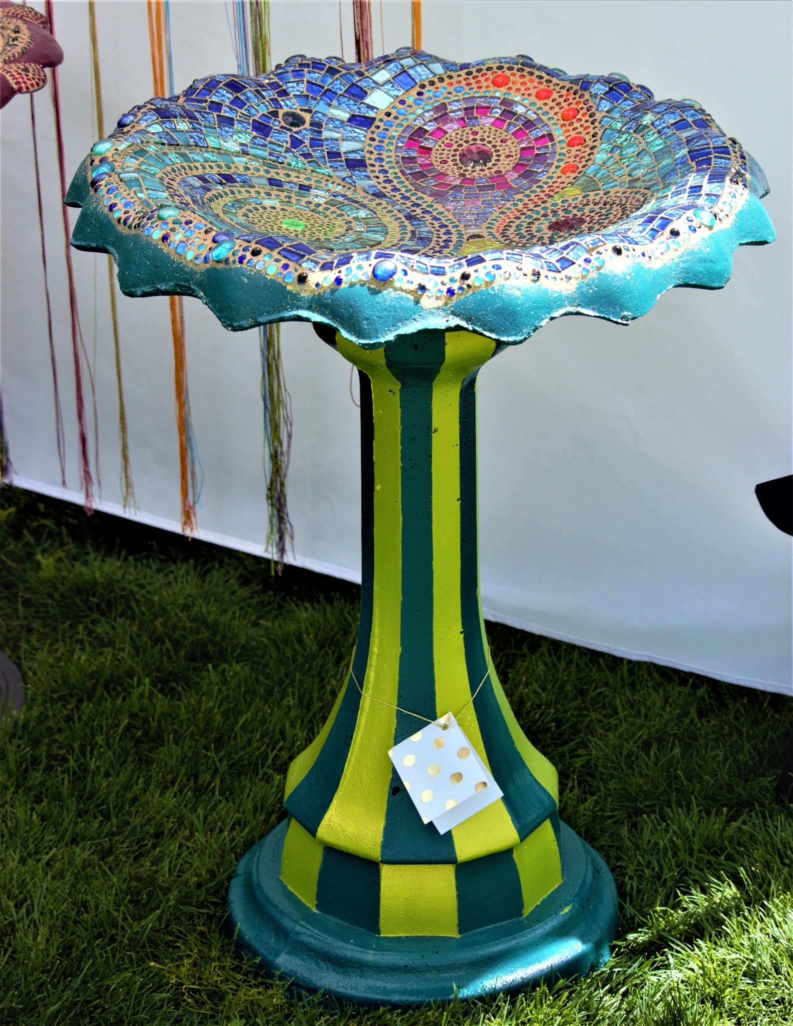 Mosaic glass bird bath 5 Etsy