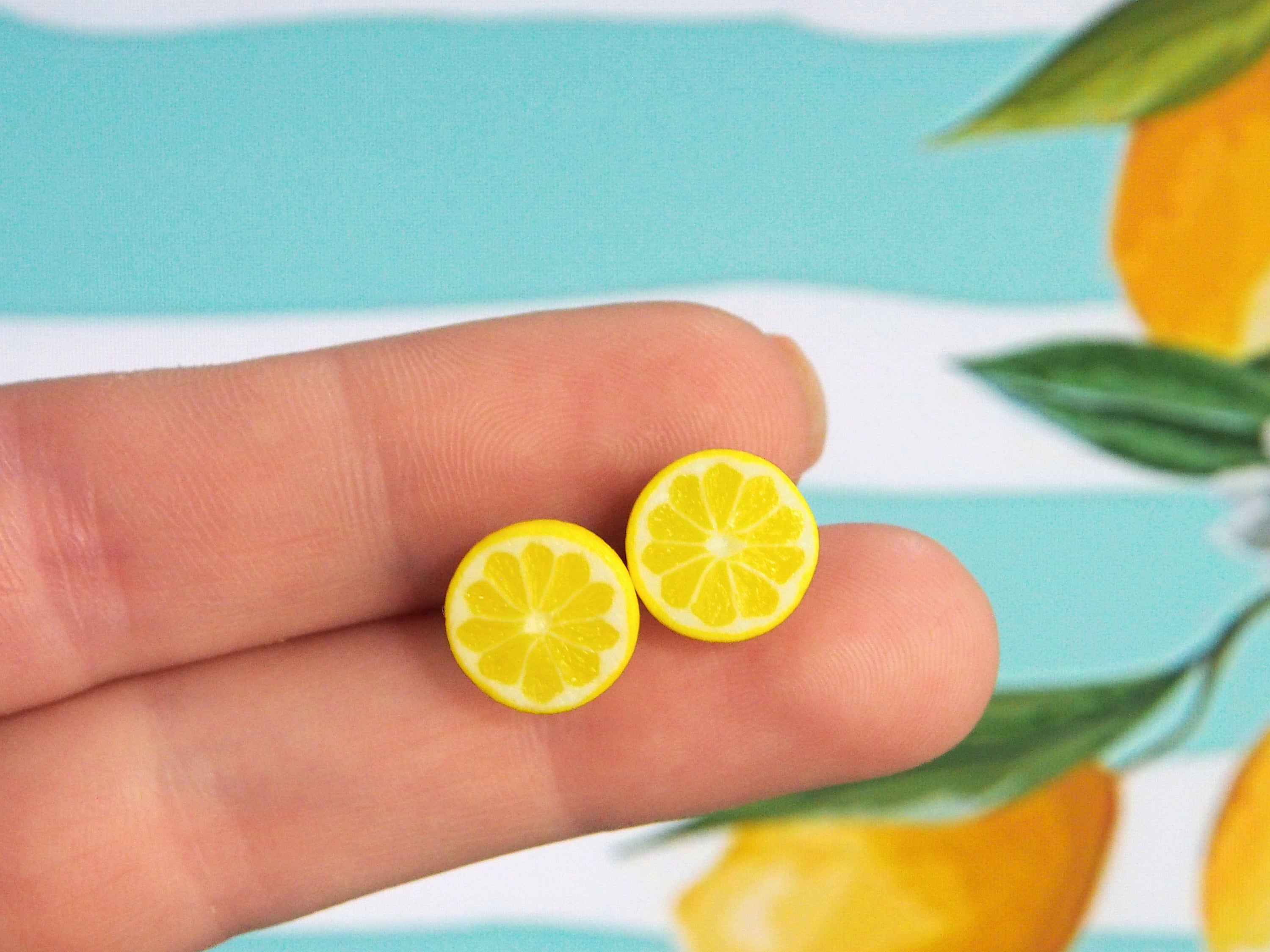 Lemon Earrings Food Earrings Fruit Earrings Polymer Clay Etsy