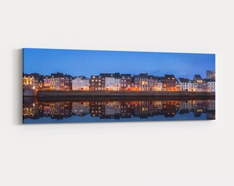 Netherlands Maastricht Houses In Reflection At Sunset Photography Ready To Hang Panoramic Canvas Wall Art