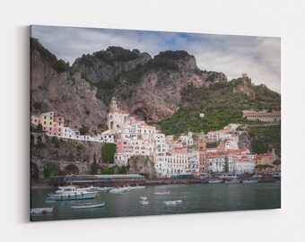 Italy Amalfi Coast Skyline With Cliffs And Ocean View Photography Ready To Hang Canvas Wall Art