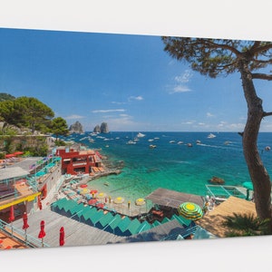 Amalfi Coast Capri Island Italy With Turquoise Beach Photography Ready To Hang Canvas Wall Art