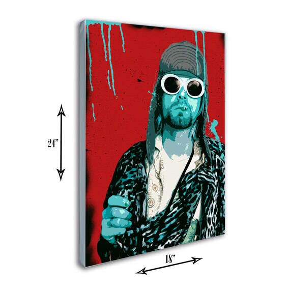 Details about / KURT COBAIN POP ART canvas wall art Wood Framed Ready to Hang XXL