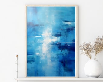 Modern BLUE Abstract Oil Painting PRINTABLE Wall Art for Home or Office Decor. DIGITAL Instant Download. Blue Hues Art that Soothe & Inspire