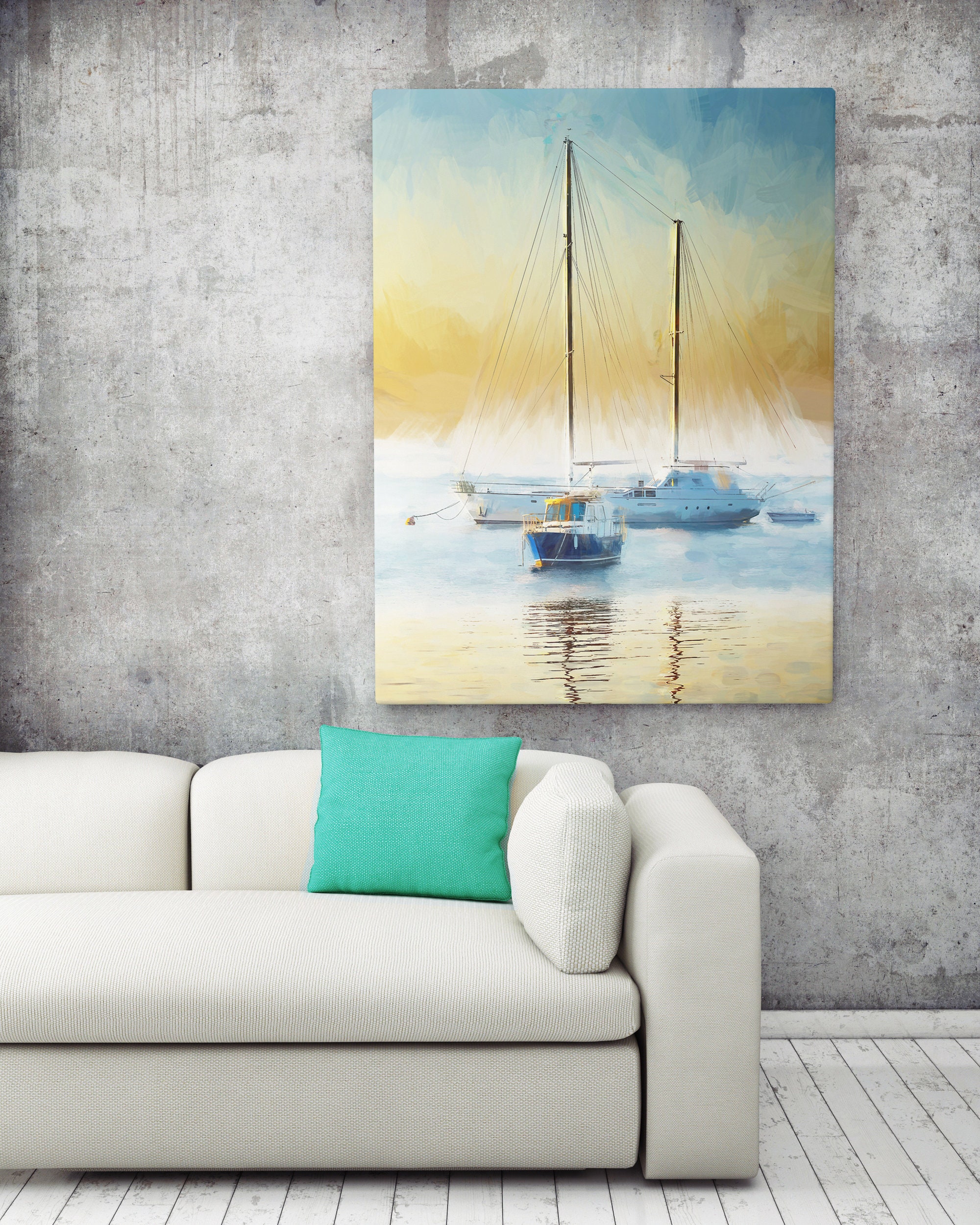 BOOTE Druck Blaue und Braune Wandkunst SEASCAPE Druck | Etsy