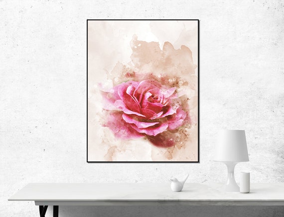 RED ROSE WATERCOLOR Print. Romantic Artwork for Home or Office - Etsy