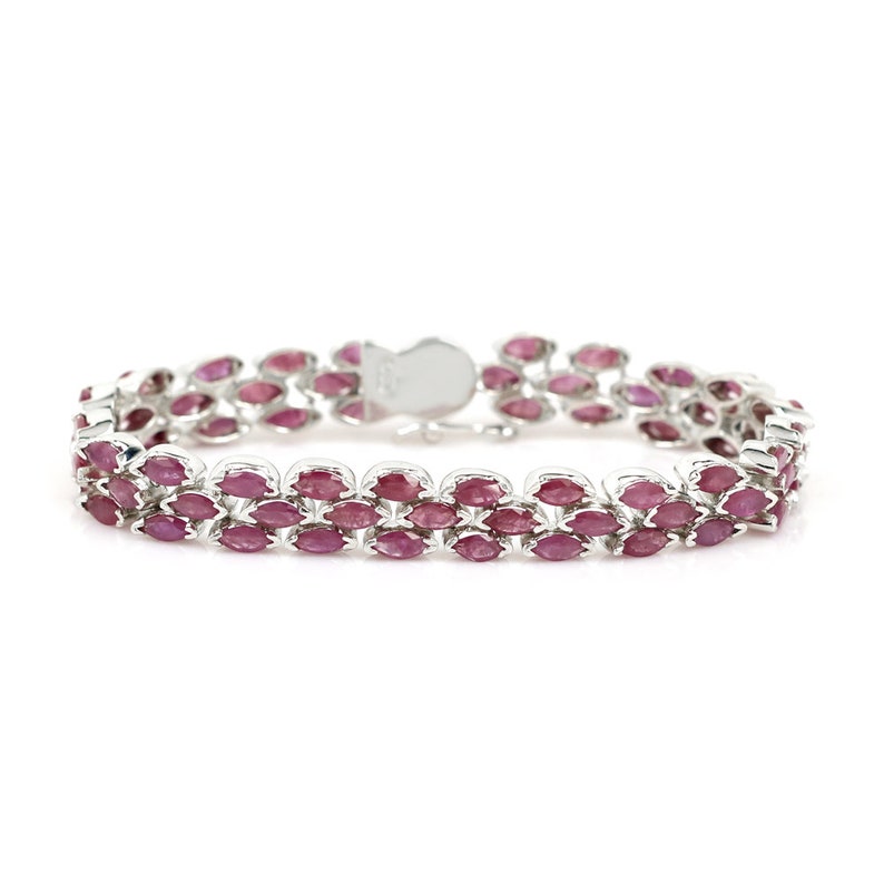 Rubin, Handgjord rubin, Rubinarmband, Rubinsmycken, Rubinsilverarmband, Rubinsilver 925-smycken, Rubin Marquise-armband, Silver bild 1