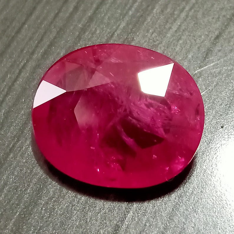 Large Natural Ruby, Myanmar Ruby, Ruby Oval, 7.67 Cts, Burmese Ruby, Burma Ruby, Deep Purplish Red Ruby, Top Quality Ruby, Ruby Oval Facet image 1