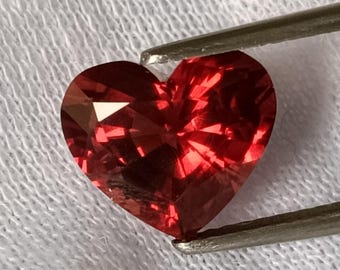 Vivid Red Orange Spinel, Burmese Spinel, 3.04 Ct, GFCO Certified, Natural Spinel, Unheated Spinel, Red Spinel, Spinel, Myanmar Spinel, Heart