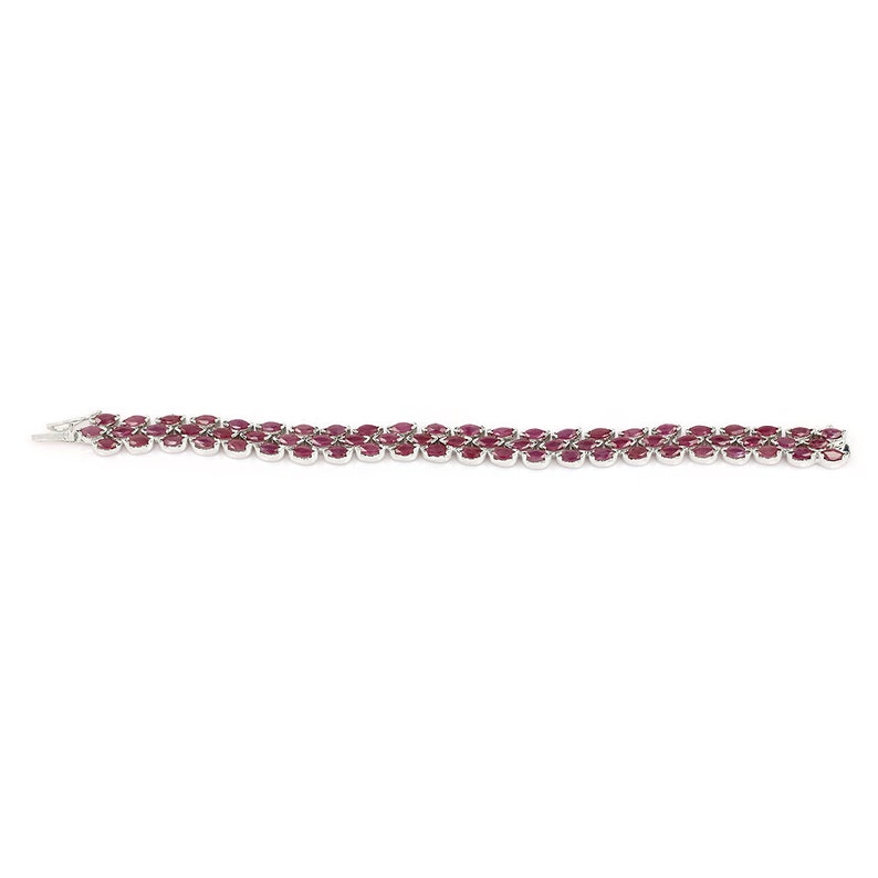 Rubin, Handgjord rubin, Rubinarmband, Rubinsmycken, Rubinsilverarmband, Rubinsilver 925-smycken, Rubin Marquise-armband, Silver bild 2