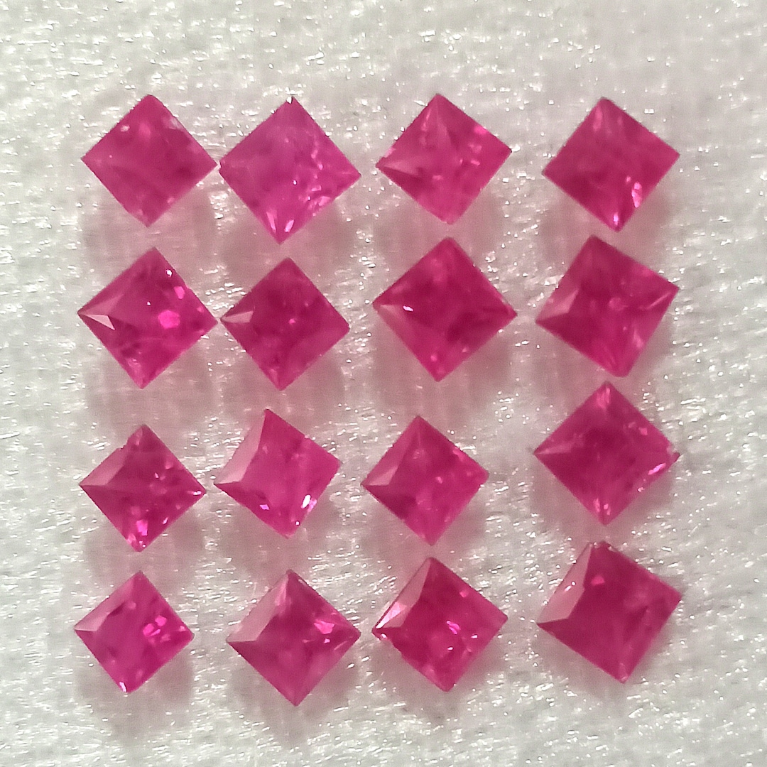 Ruby Squares Set , 4.27 Cttw. , Ruby Princess Cut Squares