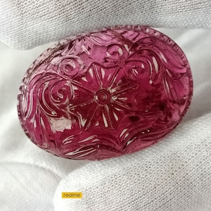 Extra Large, 70.27 Ct, Hand Carved, Rubelite, Tourmaline, Oval, Rubellite, Carving, Rubelite Carving, Rubellite Carving, Handcarved Rubelite