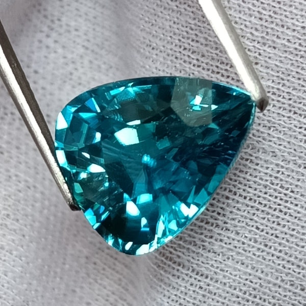 Large Blue Zircon, 11.26 Ct., Cambodian Blue Zircon, Ratnakiri Blue Zircon, Pear Shape, Natural Zircon, Cambodia Zircon, Blue Zircon, Zircon