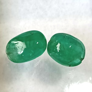 Tumble Shape, Emerald Drop, Drilled Drop, 8.42 Cts. , 2 Pcs., Emerald , Zambian Emerald , Emeralds , Emerald Tumble Shaped Bead, Drop Shape
