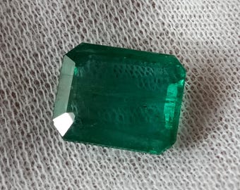 Emerald, Octagon Facet, 3.73 Cts., Emerald Octagon, Emeralds, Octagon, Zambian Emerald, Loose Emerald, Zambia Emerald, Leaf Green Emerald
