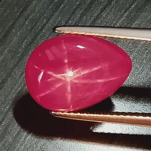Onverwarmd, onverwarmd, Star Ruby, Peervorm, 7.17 Cts., Star Ruby, Perfect 6 Ray Star,No Heat,Certified Star Ruby,Myanmar Star Ruby, Ruby