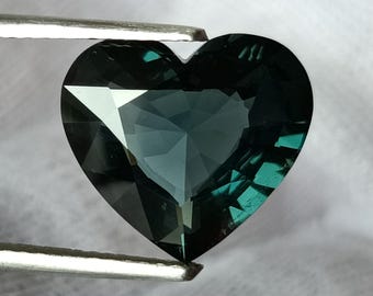 Unheated, Burmese Spinel, 4.46 Ct, Greenish, Blue, Spinel, Greenish Spinel, Heart Faceted, Blue Spinel, Myanmar Spinel, Greenish Blue Spinel