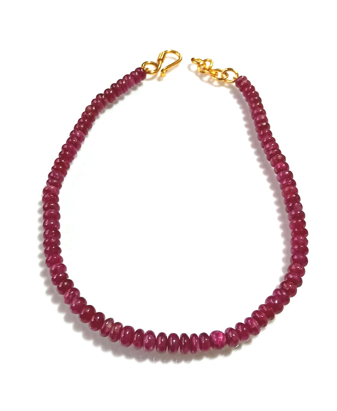 Baby Girl Necklace ,14 Inches ,ruby Necklace ,ruby Beads ,beaded Necklace ,133.70 Cts GW, Ruby