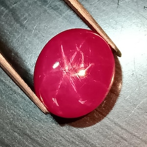 Extra großer Sternrubin, unbehandelt, zertifiziert, 11,48 ct, Myanmar-Sternrubin, rosaroter Sternrubin, Sternrubin-Cabochon, ovaler Rubin, Sternrubin