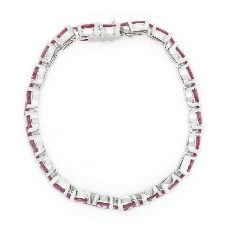 Rubin, Handgjord rubin, Rubinarmband, Rubinsmycken, Rubinsilverarmband, Rubinsilver 925-smycken, Rubin Marquise-armband, Silver bild 4