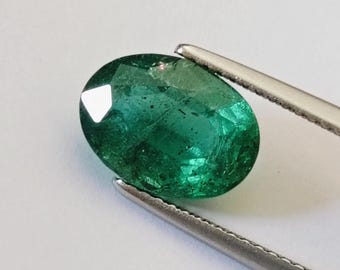 Emerald Oval 3.29 Cttw , Emeralds , Emerald Oval 3 Carat Size , Emerald Oval Facet , Zambian Emerald , Loose Emerald Oval