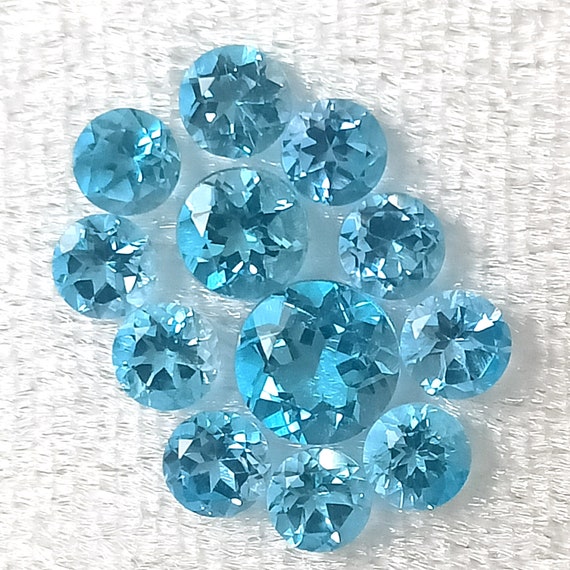 Lot De Perles En Topaze Bleue Naturelle Facettées Ronde – Pierre 1,25 Mm De Diamètre, Qualité Brillante, Idéale Pour Bijoux Créatifs