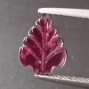 0.63 Cttw , Handgeschnitztes Rubelit TurmalinBlatt , Weihnachtsbaum Blatt Form Rubelite , Handgeschnitzter Turmalin , Handgeschnitzt , Rubelit