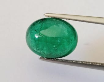 6.59 Cts., Emerald, Leaf Green, Emerald Cabochon, Emerald Oval Cabochon, Emeralds, Oval Cabochon, ,Emerald Oval, Cabochon ,Zambian Emerald
