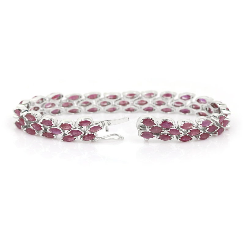 Rubin, Handgjord rubin, Rubinarmband, Rubinsmycken, Rubinsilverarmband, Rubinsilver 925-smycken, Rubin Marquise-armband, Silver bild 3