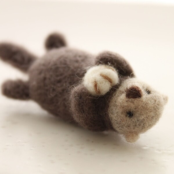 see otter brooch, Needle Felting, otter, see otter wool, Felted animal brooch, Felt toy, Wool brooch, Animal Pin