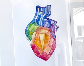 Framed original signed art "Pride Heart". The painting dedicated to the Pride Month, celebrating love and LGBTQIA Community. LGBT art