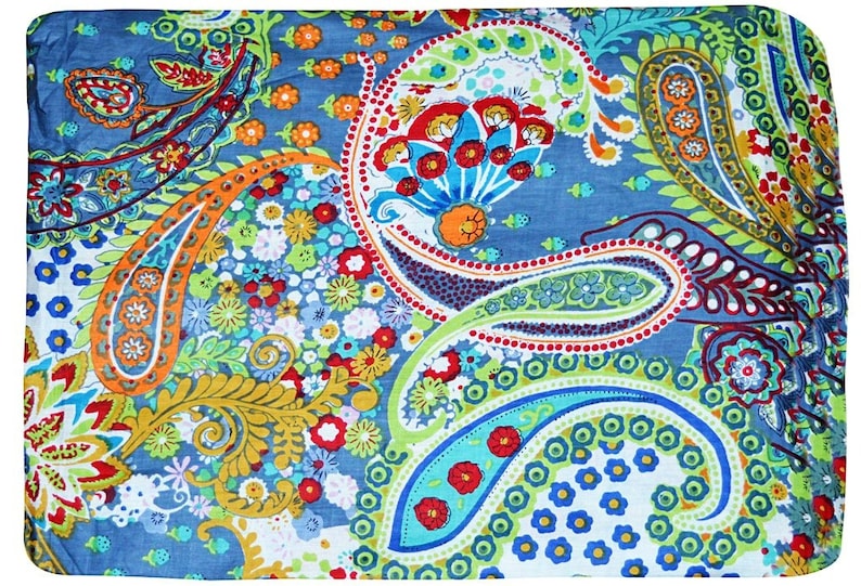 Indian Paisley Print Cotton Fabric by the Yard Vintage Fabric Etsy