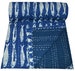 Indian Vintage Hand Block Kantha Quilt Fish Print Twin/Queen Blue Indigo Cotton Kantha Quilt Bedspread Throw Gudari 