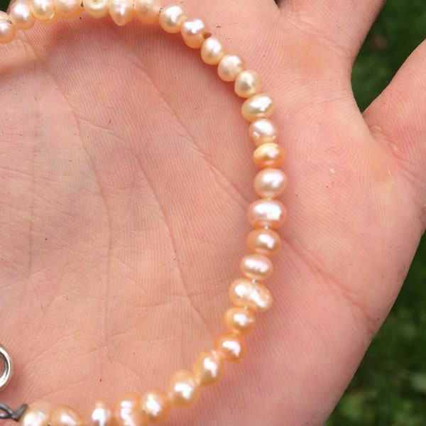 Real Fresh Water Pearl Bracelet, White Real Freshwater Pearl Bracelet, Salmon Real Freshwater Pearl Bracelet