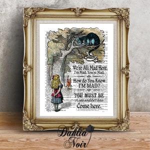 Alice im Wunderland-Dekor, INSTANT Digitaldruck, Wandkunst, Wand-Dekor, Kissen-Abdeckung, Wörterbuch Kunst, Wunderland, Kinderzimmer