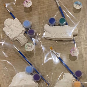 Assorted Plaster Plaques Mixed Design Plaster Paint Set - Perfect for a party bag, gift for kids, or a fun craft for a rainy day inside!