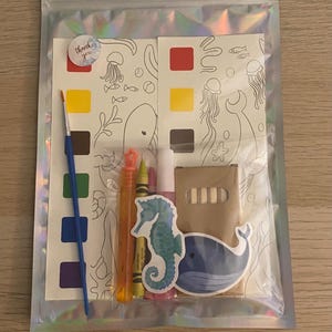 Assorted Watercolour Activity Set with a Party Bag add on inc. bubbles,stickers,glitter glue, crayons,pencils etc in a Hologram Bag