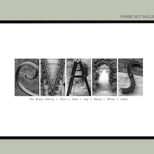 Personalized Family Name Photo Letter Art Print, A4 Matte