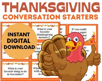 Thanksgiving or Friendsgiving Conversation Starters | Game Night | Dinner Party Ideas | Printable Party Game | Instant Digital Download