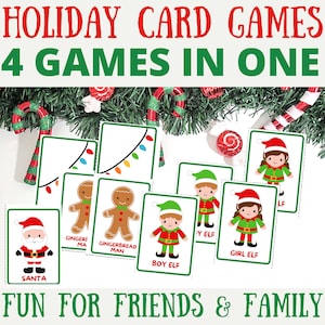 Urlaub Familienspielabend | Weihnachtskartenspiele | Druckbare Geschenkanhänger & Aufkleber | Sofortiger digitaler Download | Druckbare Party Spiele
